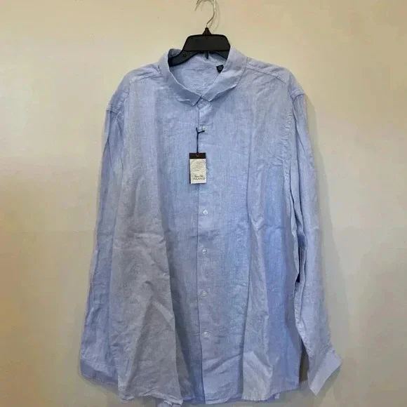 Mens Tasso Elba Linen Woven Button Down Shirt Long Sleeve Size 3XL NWT - B5 - Picture 2 of 9